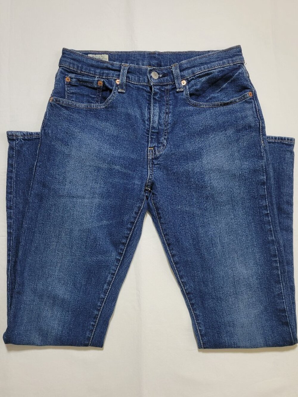 Levis 512 Slim Taper Mens Jeans 31x34 Dark Wash Indigo Stretch Denim Minimalist - Picture 3 of 12